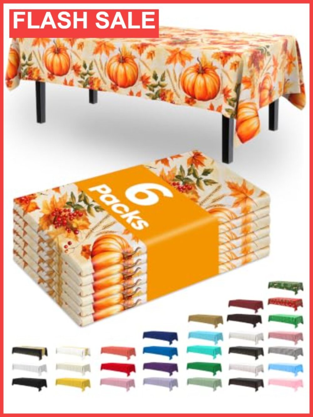 6 Pack Disposable Plastic Tablecloths 54 x 108 Inch Rectangular Party